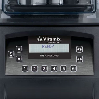 Vitamix The Quiet One blender control panel with digital display and buttons.